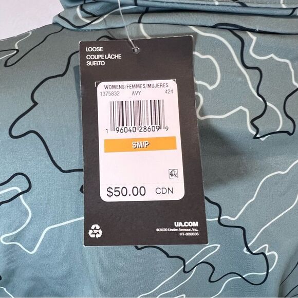 Under Armour sage green abstract print long sleeve mock neck top size small NWT - Picture 4 of 6